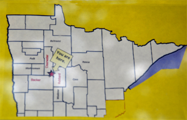map of Minnesota showing where Itasca State Park is located